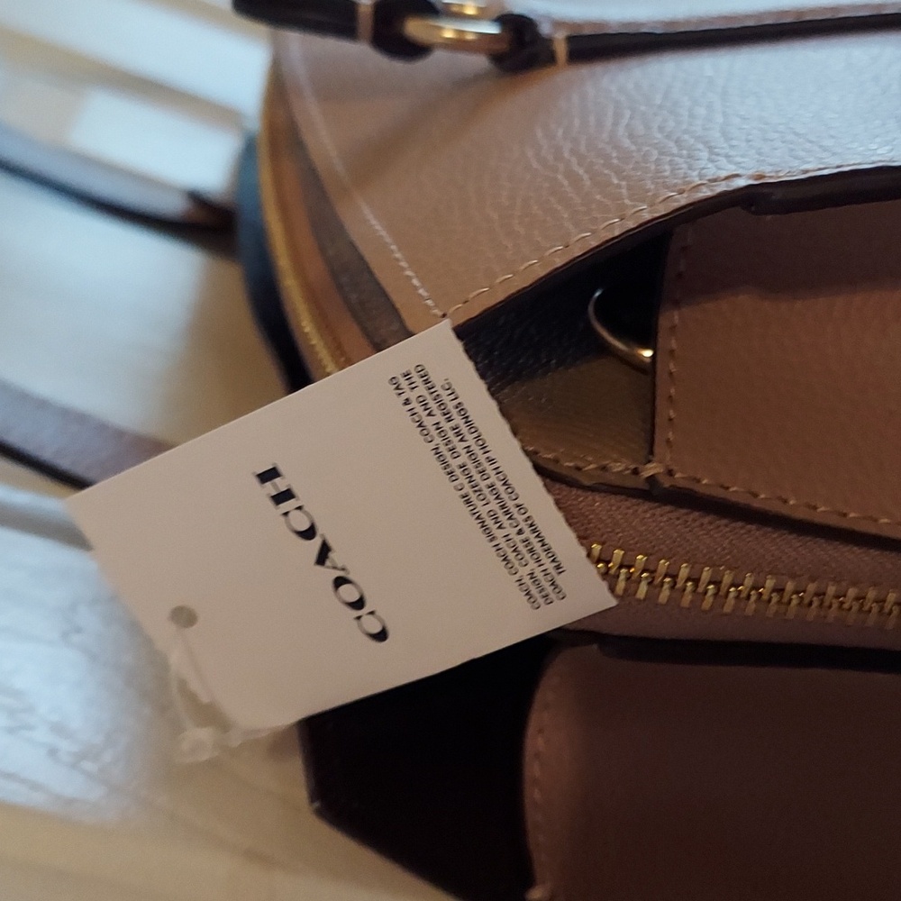 Coach Taupe Oxblood Pebbled Leather Handbag "Tatum" BNWT - AUTHENTICATED ◇ - Picture 6 of 14